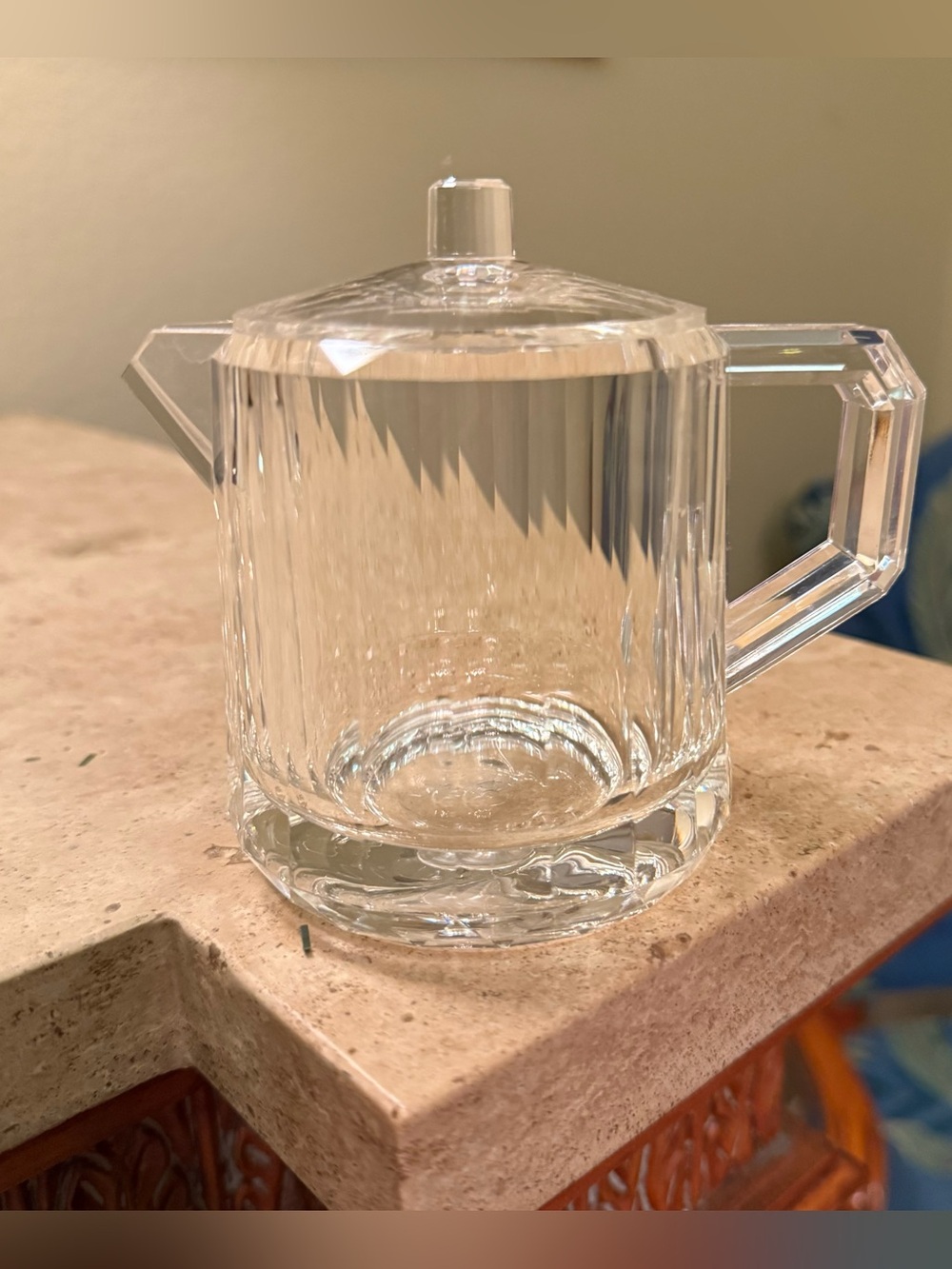 Vintage Clear Acrylic Ribbed Creamer Pitcher with Matching Lid